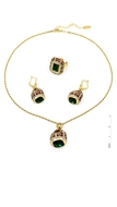 Picture of Premium Gold Plated Green 3 Pieces Jewelry Sets