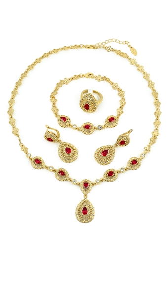 Picture of Low Cost Gold Plated Crystal 4 Pieces Jewelry Sets