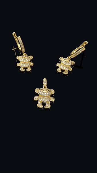 Picture of Custom Made Bear Gold Plated 2 Pieces Jewelry Sets