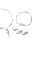 Picture of Brand New Platinum Plated Brass 4 Pieces Jewelry Sets