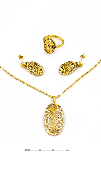 Picture of Latest Cubic Zirconia Brass 3 Pieces Jewelry Sets