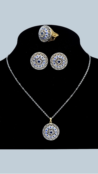 Picture of Unique Design Hollow Out Multi-Tone Plated 3 Pieces Jewelry Sets