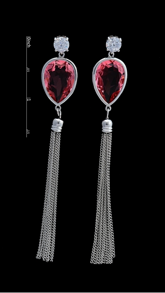 Picture of Exquisite Tassels Platinum Plated Drop & Dangle