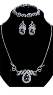 Picture of Simple And Elegant Cubic Zirconia Dark Blue 3 Pieces Jewelry Sets