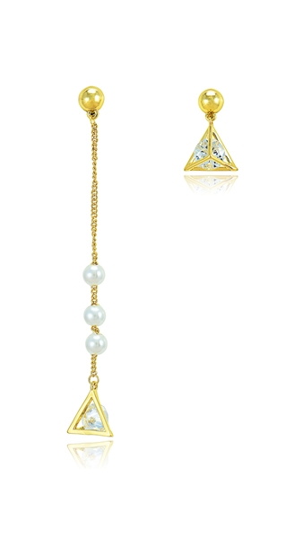 Picture of Touching And Cute Cubic Zirconia Gold Plated Drop & Dangle