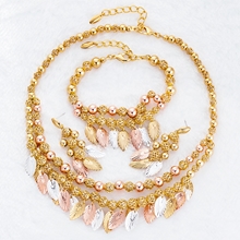 Show details for Enchanting Multi-Tone Plated Dubai Style 4 Pieces Jewelry Sets