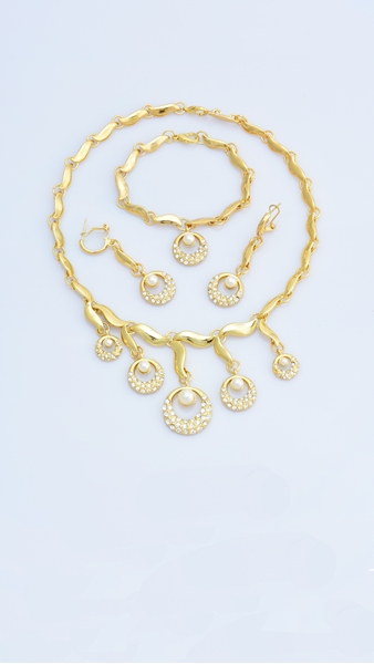 Picture of Latest Gold Plated Africa & Middle East 3 Pieces Jewelry Sets