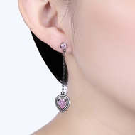 Picture of New Design Gunmetel Plated Pink Drop & Dangle