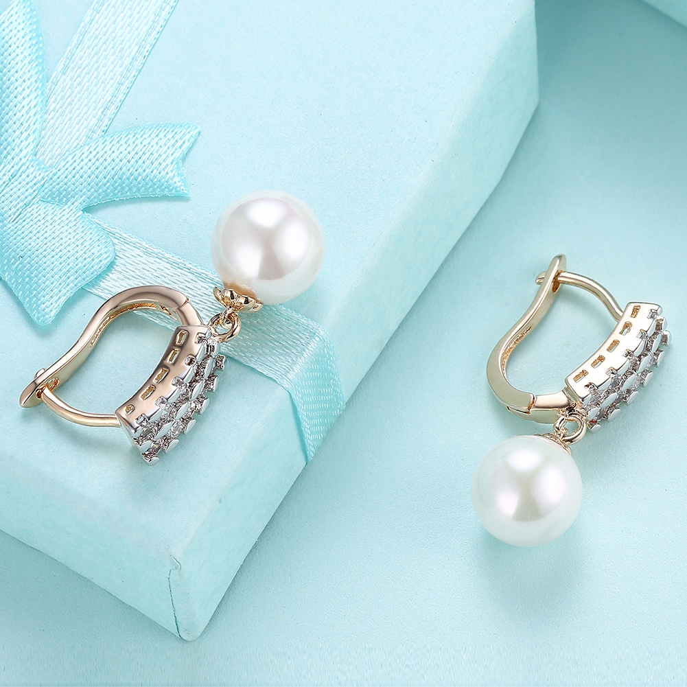 Main Products Platinum Plated Pearl Huggies Earrings