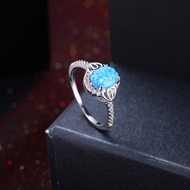 Picture of Unique Fashion Platinum Plated Blue Fashion Rings