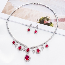 Show details for  Cubic Zirconia Copper Brass Necklace And Earring Sets 1JJ050907S