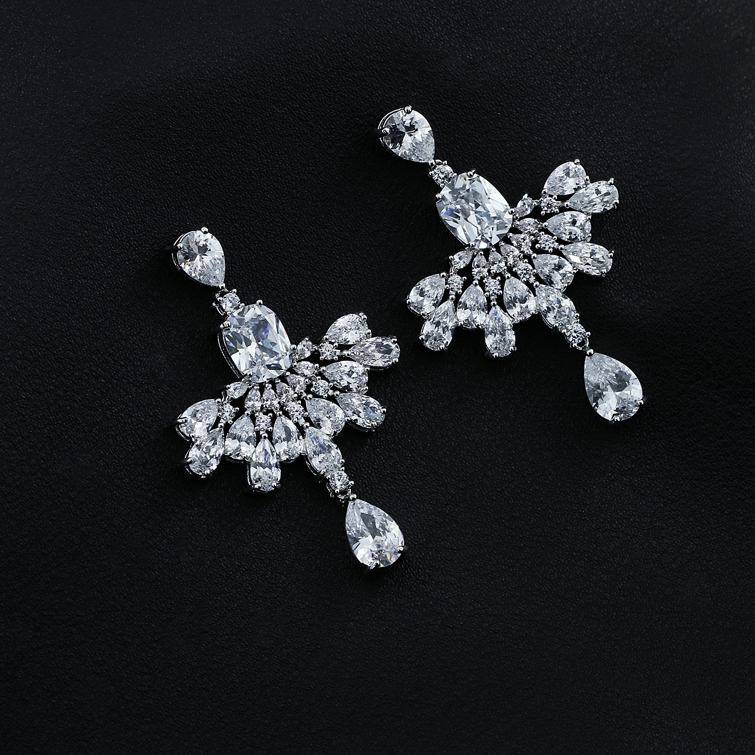 Copper Or Brass Cubic Zirconia Chandelier Earrings 1JJ054517E