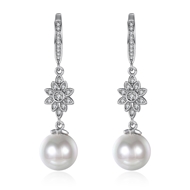 Picture of Bling Big Artificial Pearl Dangle Earrings
