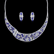 Picture of Great Cubic Zirconia Platinum Plated Necklace and Earring Set