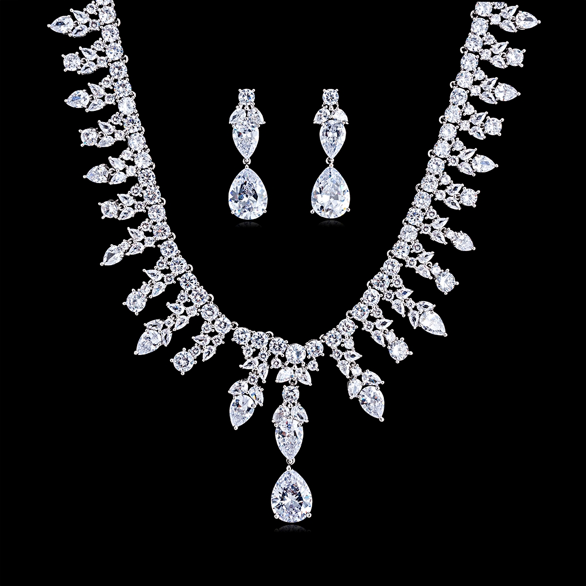 Wedding Cubic Zirconia Necklace And Earring Set With Speedy Delivery