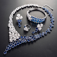 Picture of Sparkly Casual Platinum Plated 4 Piece Jewelry Set