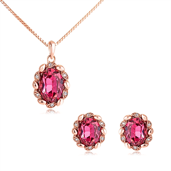 Picture of Casual Pink Necklace and Earring Set of Original Design