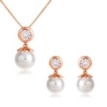 Show details for Trendy Rose Gold Plated Copper or Brass Necklace and Earring Set Shopping