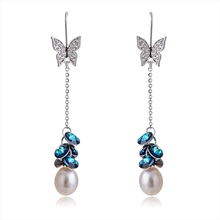 Show details for Best Selling Butterfly Swarovski Element Pearl Drop & Dangle Earrings