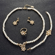 Picture of Zinc Alloy Artificial Pearl 4 Piece Jewelry Set from Certified Factory