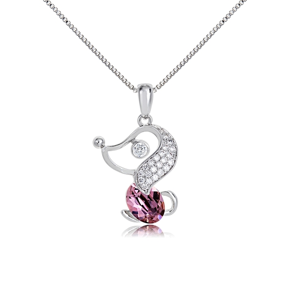 Picture of Charming Purple Platinum Plated Pendant Necklace As a Gift