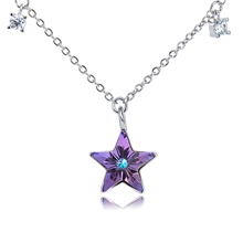 Show details for Trendy Platinum Plated Purple Pendant Necklace with No-Risk Refund