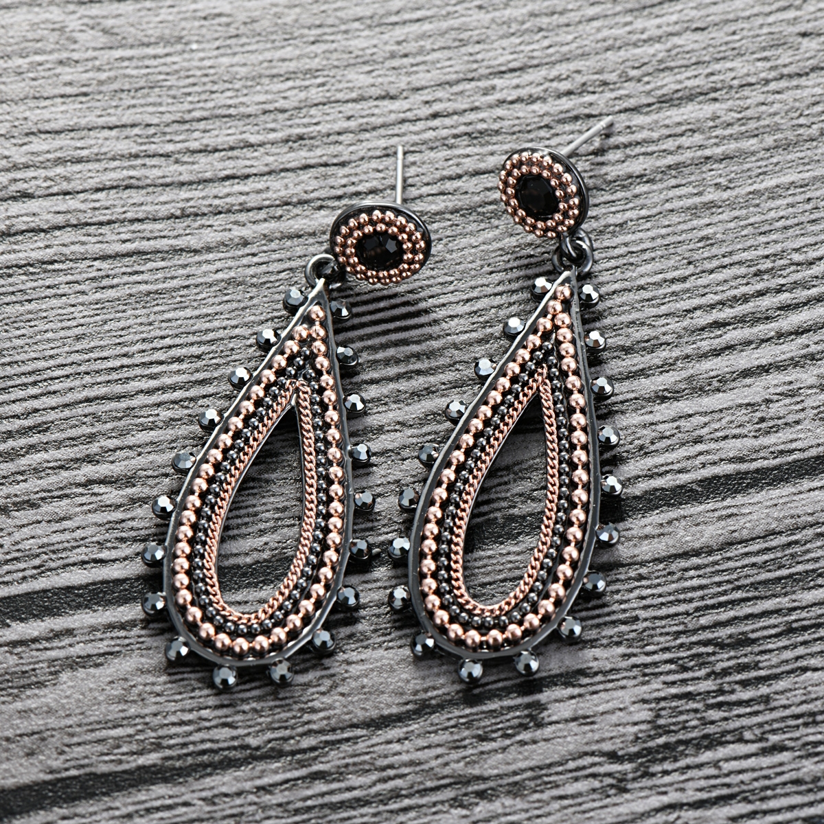 Low Cost Gunmetal Plated Black Dangle Earrings with Low Cost
