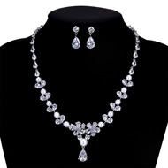Picture of Shop Platinum Plated White Necklace and Earring Set with Wow Elements