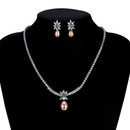 Picture of Good Cubic Zirconia Luxury Necklace and Earring Set