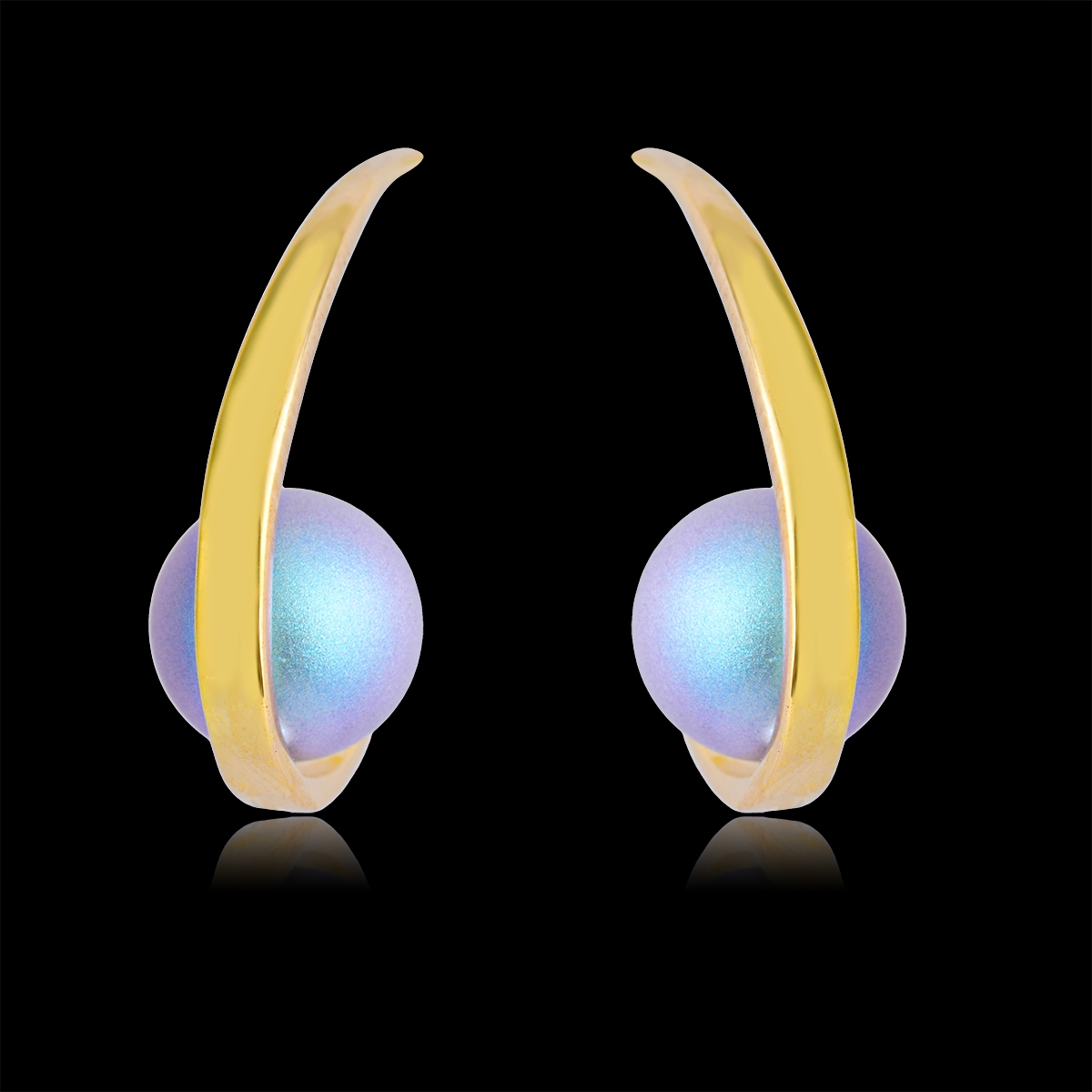 Nickel Free Gold Plated Swarovski Element Pearl Stud Earrings with No
