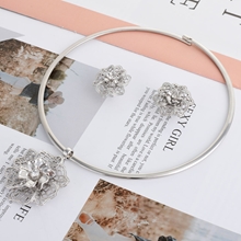 Show details for Sparkly Dubai Platinum Plated Necklace and Earring Set