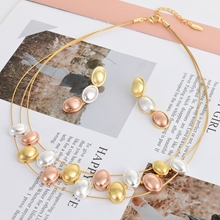 Show details for New Season Multi-tone Plated Zinc Alloy Necklace and Earring Set with SGS/ISO Certification