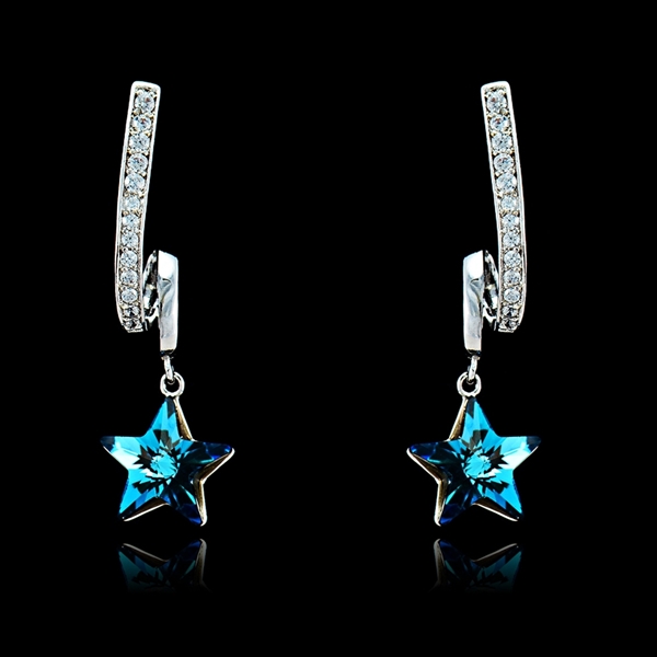 Picture of Unique Style Swarovski Element Platinum Plated Drop & Dangle