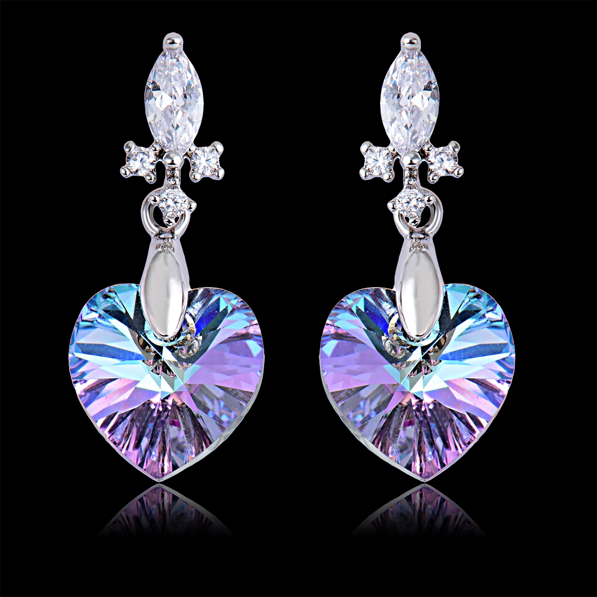 Fashion Platinum Plated Dangle Earrings with NoRisk Refund