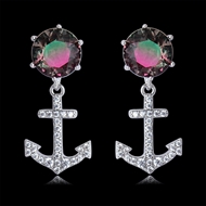 Picture of Delicate Platinum Plated Dangle Earrings of Original Design