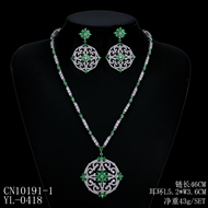 Picture of Impressive Green Copper or Brass Necklace and Earring Set with Low MOQ