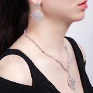 Picture of Beautiful Cubic Zirconia Copper or Brass Necklace and Earring Set