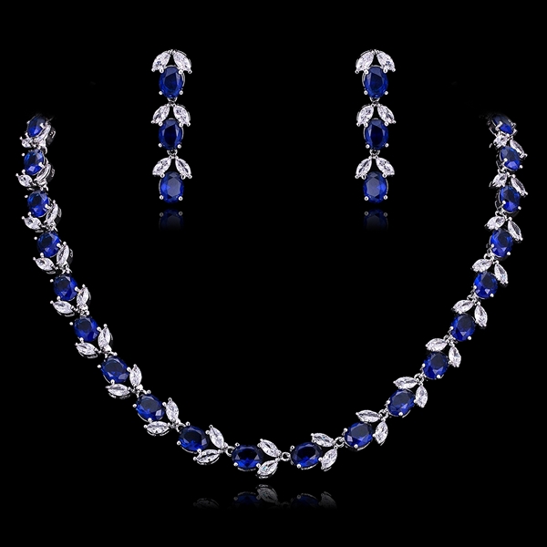 Picture of Luxury Platinum Plated Necklace and Earring Set in Flattering Style