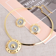 Show details for Beautiful Big Gold Plated Necklace and Earring Set