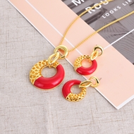 Show details for Dubai Enamel Necklace and Earring Set with Worldwide Shipping