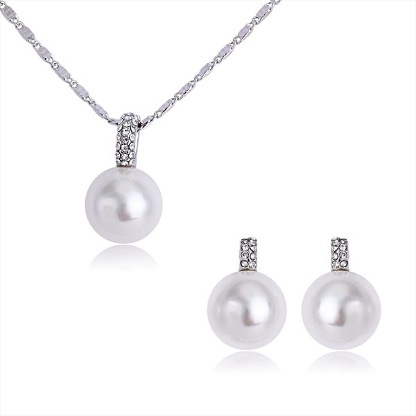 Picture of Unique Artificial Pearl Zinc Alloy Necklace and Earring Set
