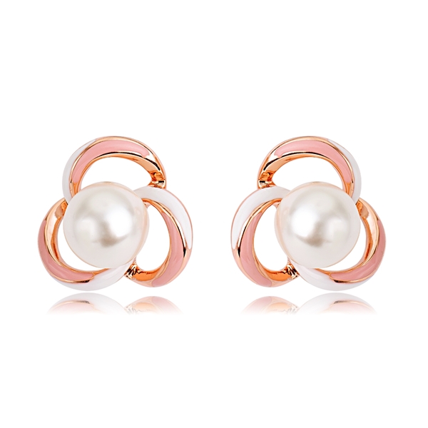 Picture of Brand New White Artificial Pearl Stud Earrings with Full Guarantee