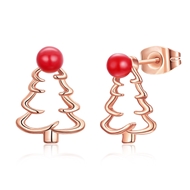 Show details for Impressive Red Rose Gold Plated Stud Earrings from Certified Factory