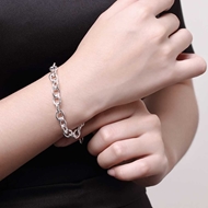 Picture of Copper or Brass Platinum Plated Fashion Bracelet in Flattering Style