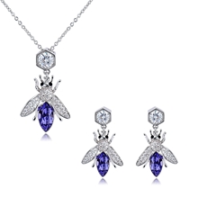 Show details for Designer Platinum Plated Casual Necklace and Earring Set with No-Risk Return