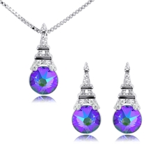 Show details for Purchase Platinum Plated Swarovski Element Necklace and Earring Set with Wow Elements
