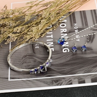 Show details for Blue Platinum Plated 3 Piece Jewelry Set for Female