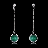 Picture of Brand New Green Platinum Plated Dangle Earrings with Full Guarantee