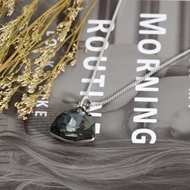 Show details for Delicate Swarovski Element Black Pendant Necklace