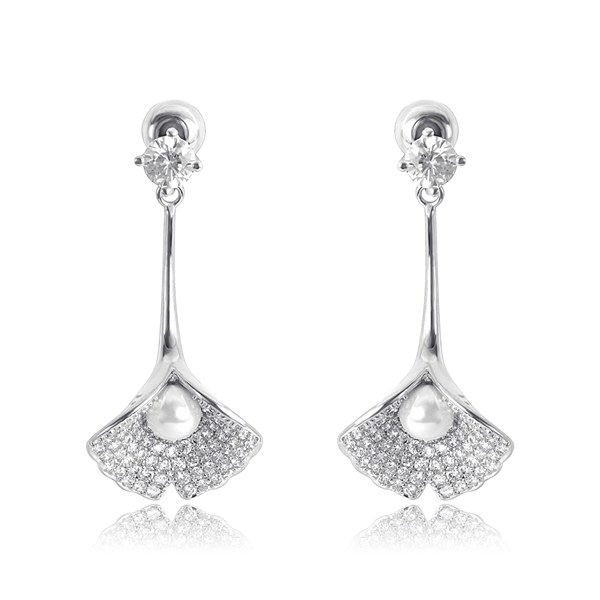 Picture of Delicate Platinum Plated Dangle Earrings with Speedy Delivery